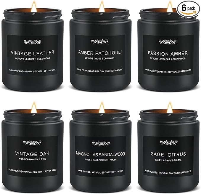 6 Pack Candles for Home Scented Aromatherapy Candles Gifts Set for Mens by JXDLSQCandlesGiftsSets