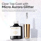 modelones Glitter Gel Top Coat, Ultra Fine White Aurora Clear Glitter Gel - Image 5