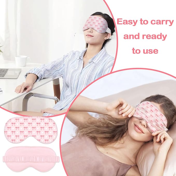 Pink Bow Sleep Mask for Women, Night Masks for Sleeping for Women, Double Layer - Image 4