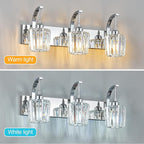 Modern Bathroom Vanity Light, 3-Light Chrome Wall Sconce - Image 5