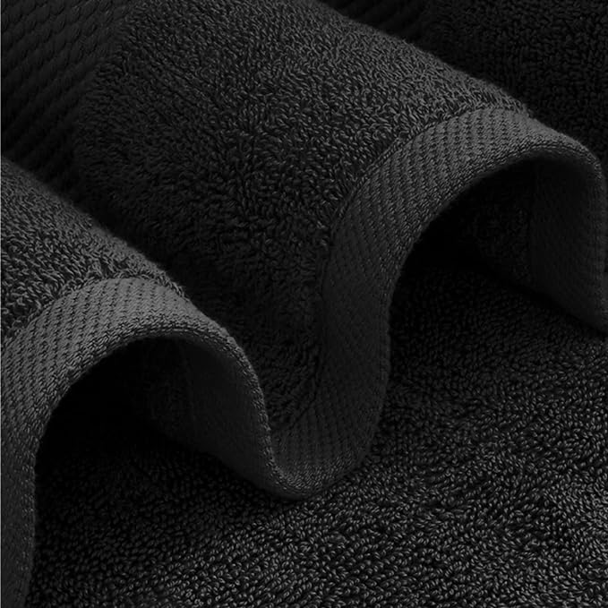 White Classic Luxury Black Bath Towels Extra Large | 100% Soft Cotton 700 GSM - Image 3