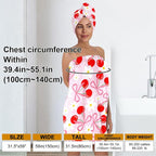 Cherry Bath Wrap with Matching Hair Drying Cap – Soft Microfiber Lightweight - Image 4
