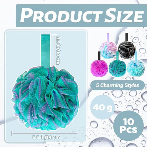 10 Pack Bath Sponges Loofahs 40g, Soft Mesh Shower Loofahs, Body Scrubber Bath - Image 2