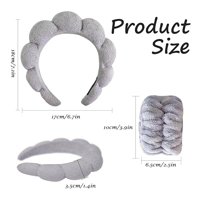Beleki Spa Headband for Washing Face, Sponge Makeup Headband and Wristband Set - Image 2
