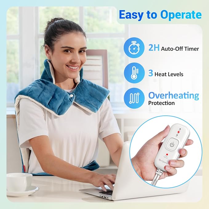 Comfytemp Heating Pad for Back Neck Shoulders, Weighted Electric Heating Pad - Image 6