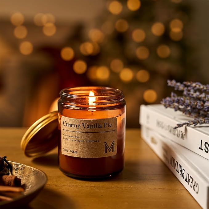 M&SENSE CreamyVanillaPie Scented Christmas Candle Gift, Aromatherapy Candle Set - Image 6