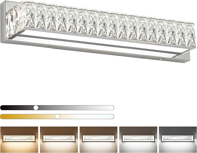 ZUZITO Crystal Vanity Lights for Bathroom 18W LED Bathroom Light Bar Modern by HOME