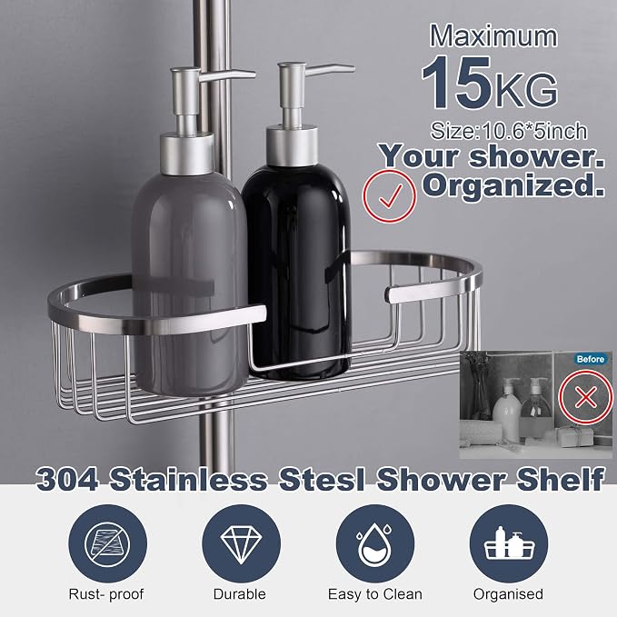 SonTiy Rain Shower Head with Handheld Spray and Shower Shelf, All Metal Shower - Image 5