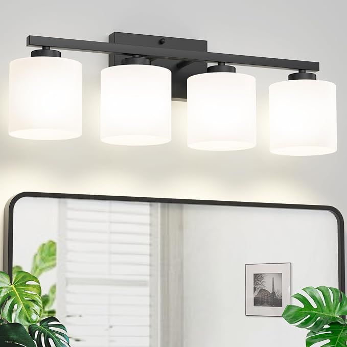 Honesorn 4-Light Vanity Lights, Matte Black - Image 9