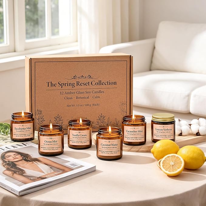 12 Pack Scented Soy Candles Set, 3.5oz Glass Jar Aromatherapy Candles, 20-25H - Image 7