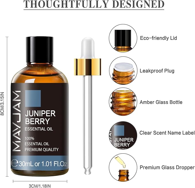 Juniper Berry Essential Oil 30ML/ 1.01FL.OZ, MAYJAM Pure Juniper Berry Oil - Image 6