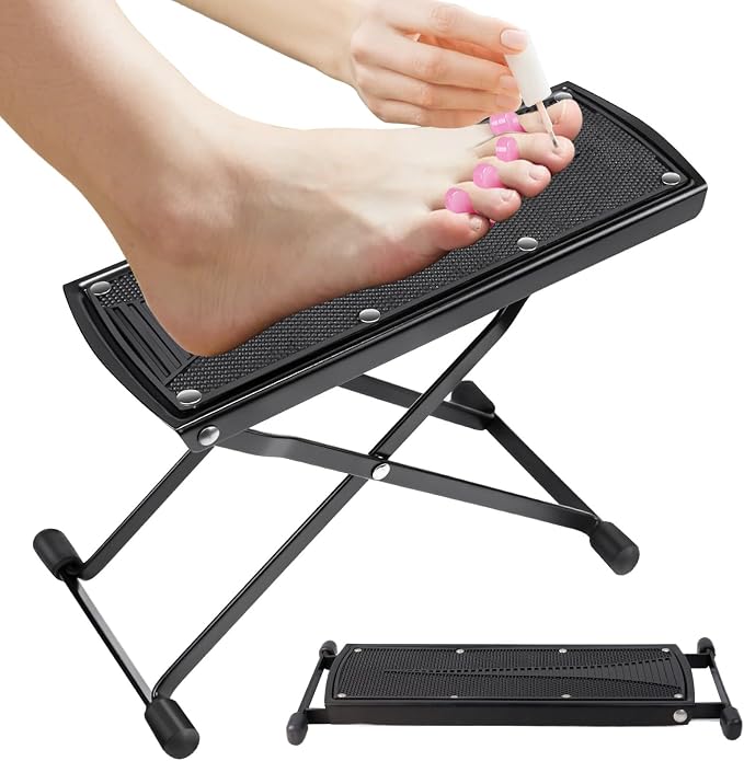 Pedicure Foot Rest, 6 Heights Adjustable Foot Stool, Metal Foldable Non-Slip by Unknown