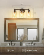 FEMILA 3-Light Vanity Light, Farmhouse Bathroom Light Fixtures, Metal Wall - Image 2