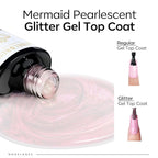 modelones Pearl Gel Nail Polish Top Coat, 2-in-one Clear Pearlescent Glitter - Image 2