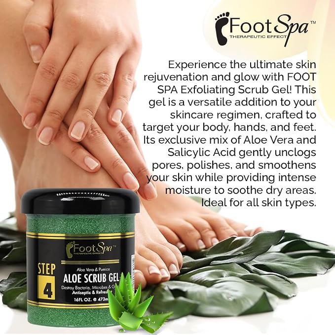 FOOT SPA - Exfoliating Scrub Gel, 16 Oz - Manicure, Pedicure and Body - Image 4