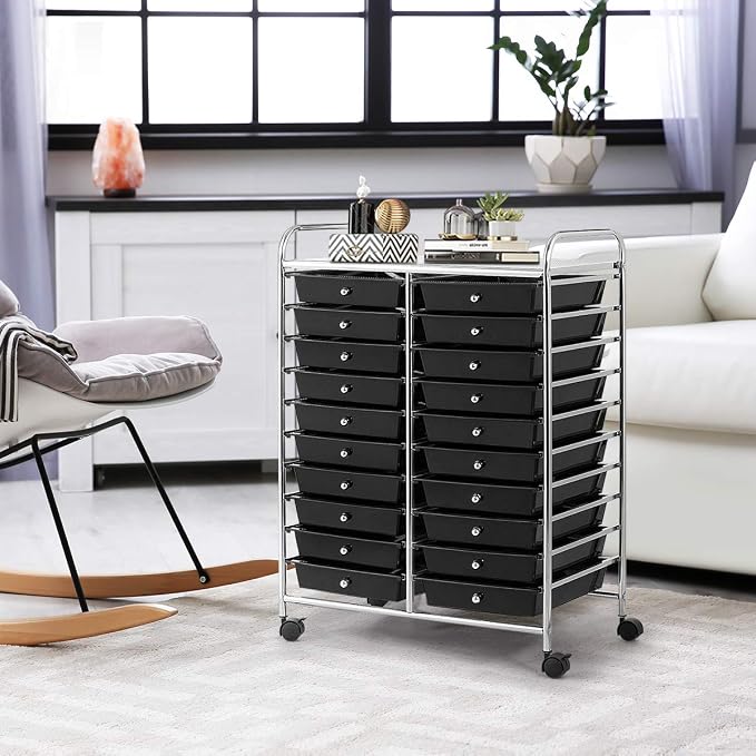 Giantex 20 Drawer Rolling Storage Cart Tools Scrapbook Paper Office School - Image 4