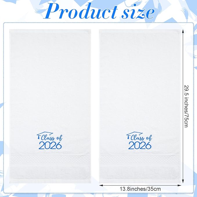 MASHAN Class of 2026 Graduation Hand Towels 3 Pack, 100% Cotton Soft Absorbent - Image 2