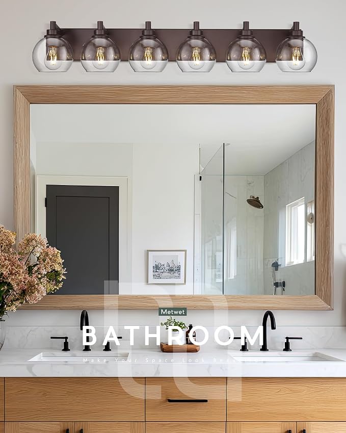 Oil Rubbed Bronze Bathroom Light Fixtures, 6-Light Bathroom Vanity Lights Over - Image 4