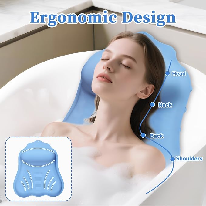 Luxury Silicone Bath Pillow for Tub, New Cloud-Soft 4D Air-Cushion Bathtub - Image 2