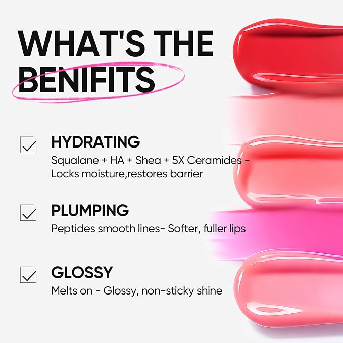SKINTIFIC Peptide Brightening Lip Serum, Hydrating & Plumping Tinted Lip Gloss - Image 5