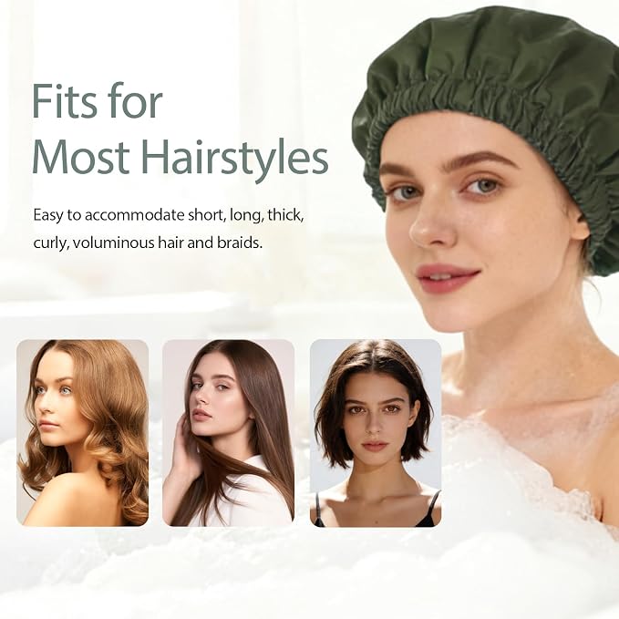 Shower Cap for Women Reusable Waterproof, Large Bath Cap - Image 4