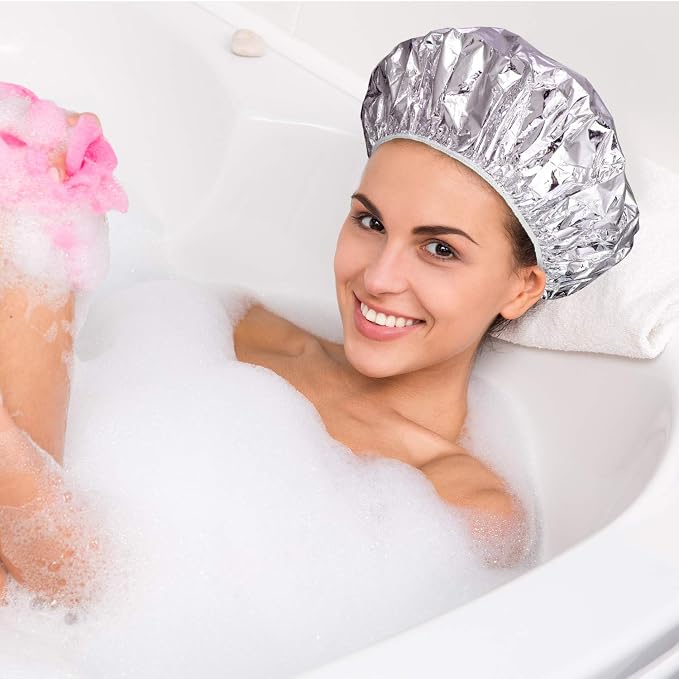 12 Pieces Deep Conditioning Caps Aluminum Foil Reusable Hair Processing Hair - Image 2
