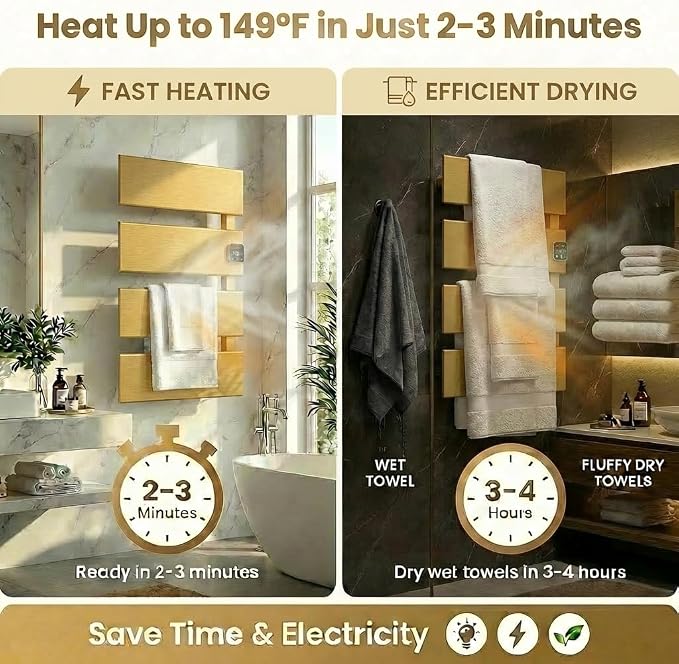 Electric Towel Warmer, Heated Towel Rack - Image 3