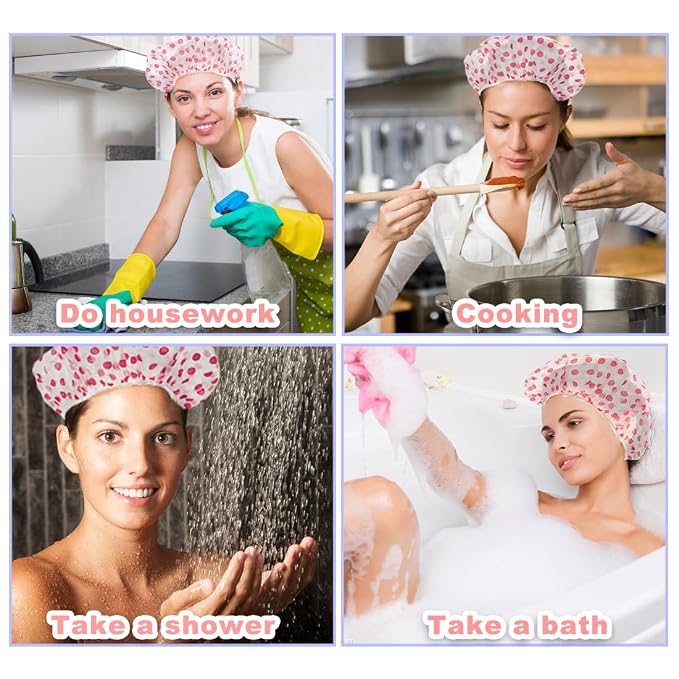 18Pcs Plastic Shower Caps for Women Waterproof Bath Caps Bathing Hair Cap - Image 6