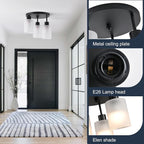 3-Light Industrial Farmhouse Black Matte Light Fixtures Ceiling Mount, - Image 9