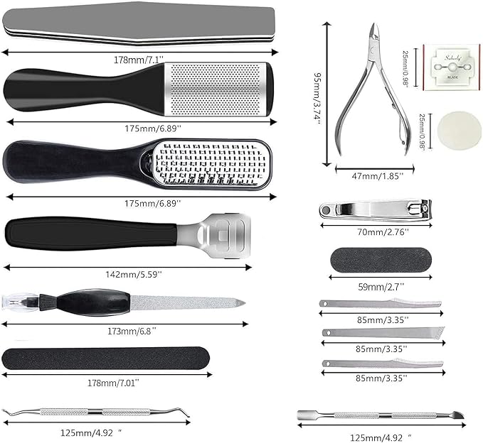 Pedicure Kit, 36 in 1 Foot Care Tools Stainless Steel Foot Rasp Dead Skin - Image 3