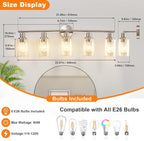 DLLT 5-Light Bathroom Light Fixtures: Nickel Modern Vanity Lights - Image 3