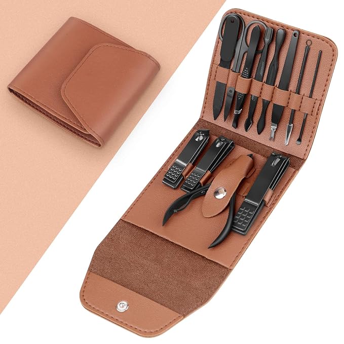 Teamkio 12pcs Manicure Set Pedicure Nail Clippers Set Travel Hygiene Kit by Teamkio