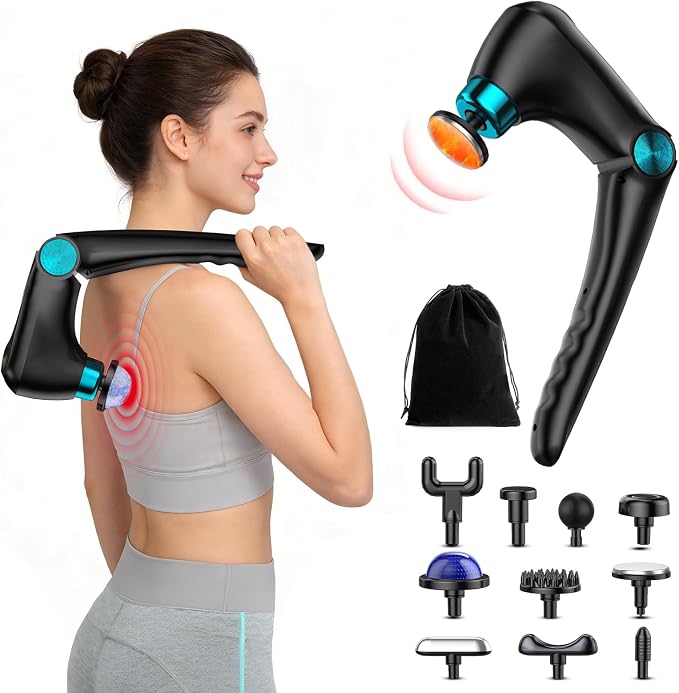 Back Massager with Heat & Cold Therapy, Foldable Deep Tissue Massage Gun by Patpaw-InnovationQuality