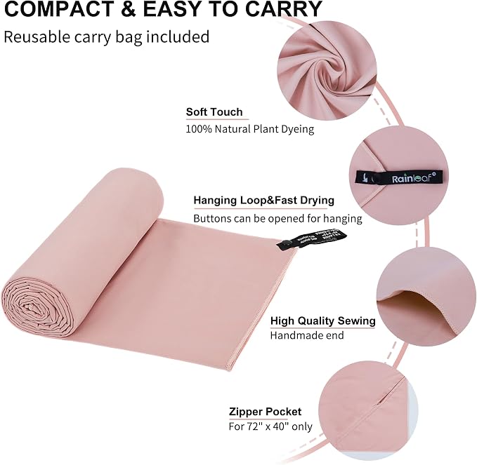 Rainleaf Microfiber Towel Perfect Travel & Gym & Camping Towel. Quick Dry - Image 3