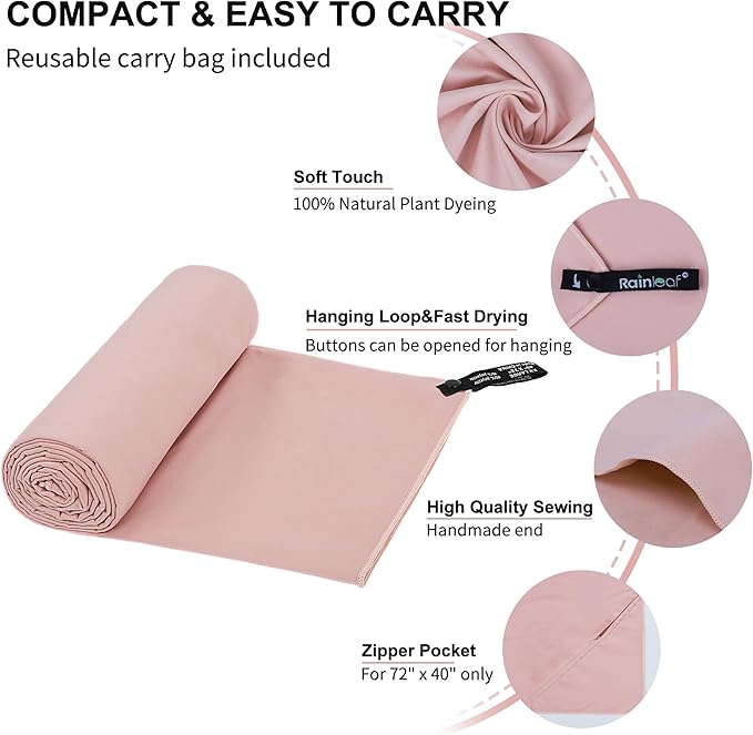 Rainleaf Microfiber Towel Perfect Travel & Gym & Camping Towel. Quick Dry - Image 3