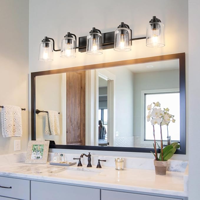 SOLFART 5 Lights Black Bathroom Light Fixtures Over Mirror Vanity Lights Scone - Image 2