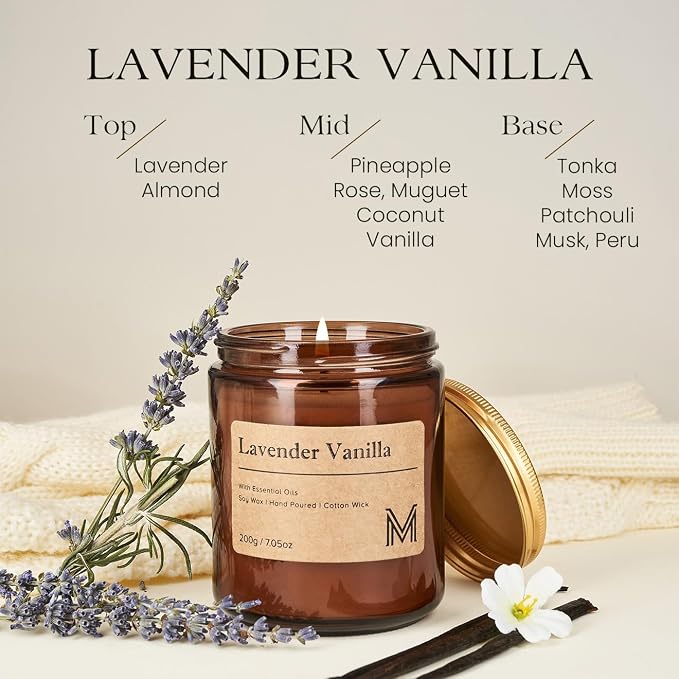 M&SENSE LavenderVanilla Scented Christmas Candle Gift, Aromatherapy Candle Set - Image 2