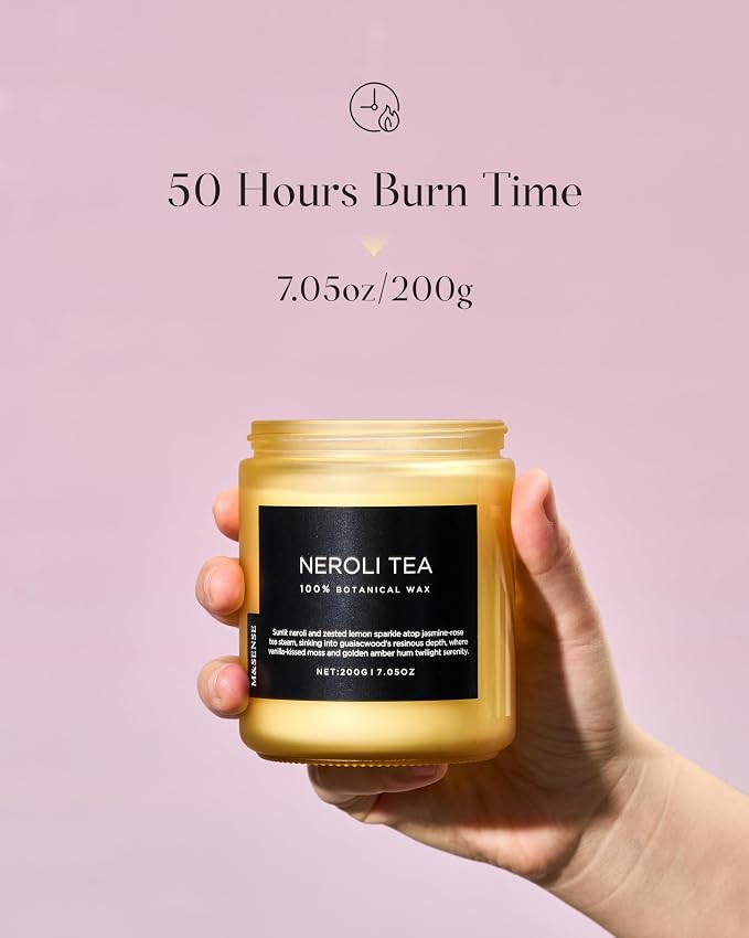 M&SENSE Neroli Tea Scented Candle, 7.05oz Non Toxic Natural Soy Wax, 50 Hours - Image 3