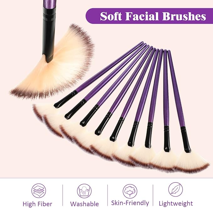 9 Pieces Facial Fan Mask Brushes, Soft Facial Applicator Brushes Tools - Image 4