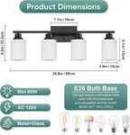 Ascher Bathroom Light Fixtures, 4-Light Vanity Light Over Mirror, Matte Black - Image 2