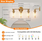 DLLT 3-Light Bathroom Light Fixtures: Gold Modern Vanity Wall Lights - Image 4