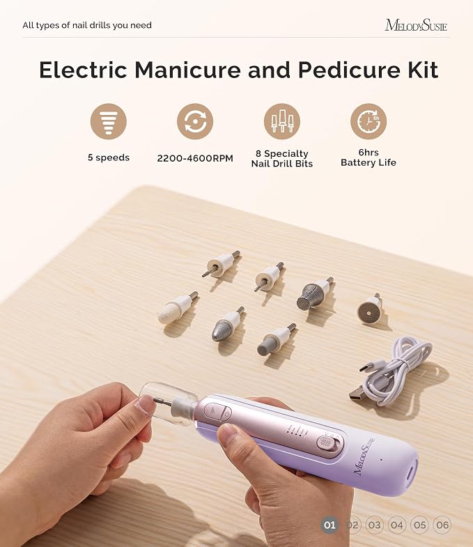 MelodySusie Cordless Pedicure & Manicure Nail Drill Kit, PC760G - Image 2