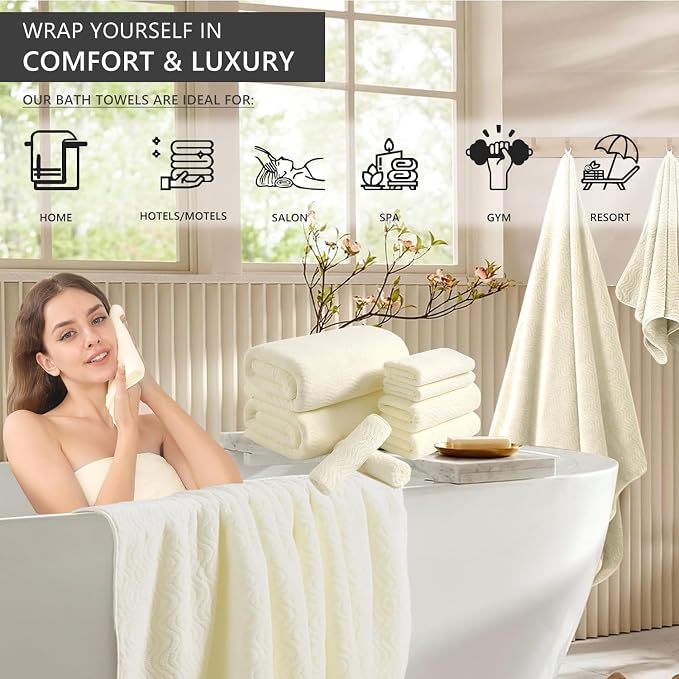 4 Piece Extra Large Bath Towel 35"x70" Oversized Bath Sheet Bath Towel Set - Image 3