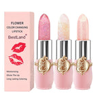 BestLand 3 Pcs/Set Flower Jelly Lipstick Set Temperature Change Moisturizer by Bestland