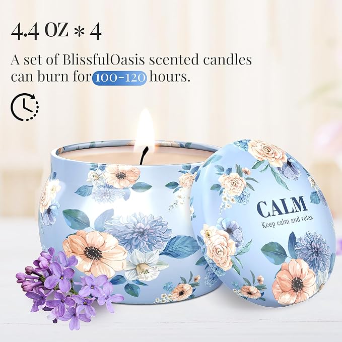 BlissfulOasis Scented Candles Set, 17.6 oz 4 Pack Home Scented Candles - Image 5
