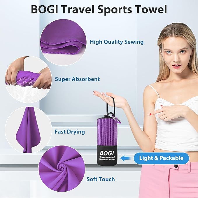 BOGI Microfiber Travel Sports Towel-Quick Dry Towel, Soft Lightweight - Image 4