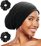 Sleep Cap Bonnet for Sleeping Black Women, Adjustable Cooling Ice Silk Lined by vidsel