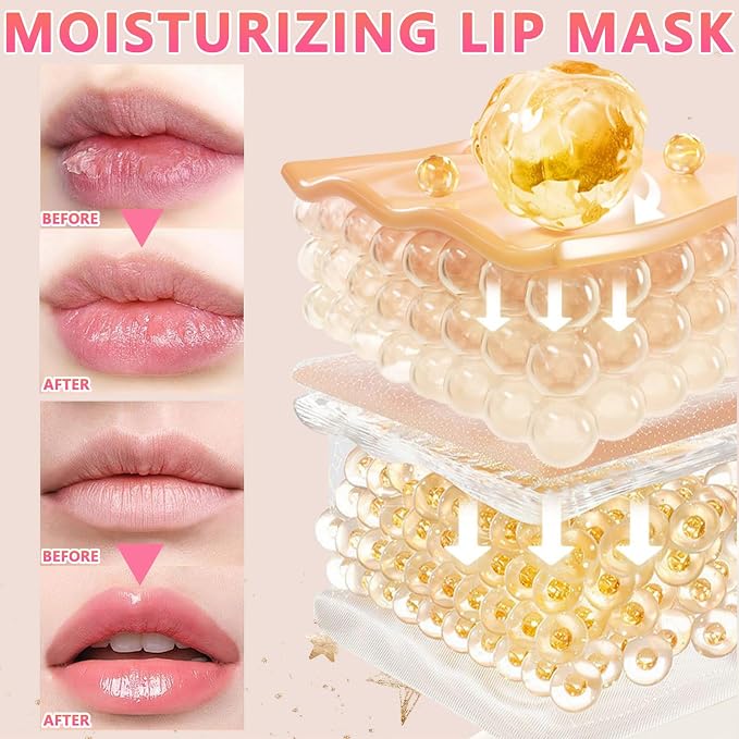 40 Pairs Lip Mask & Eye Mask, 24K Gold Gel Crystal Collagen Under Eye Patches - Image 4