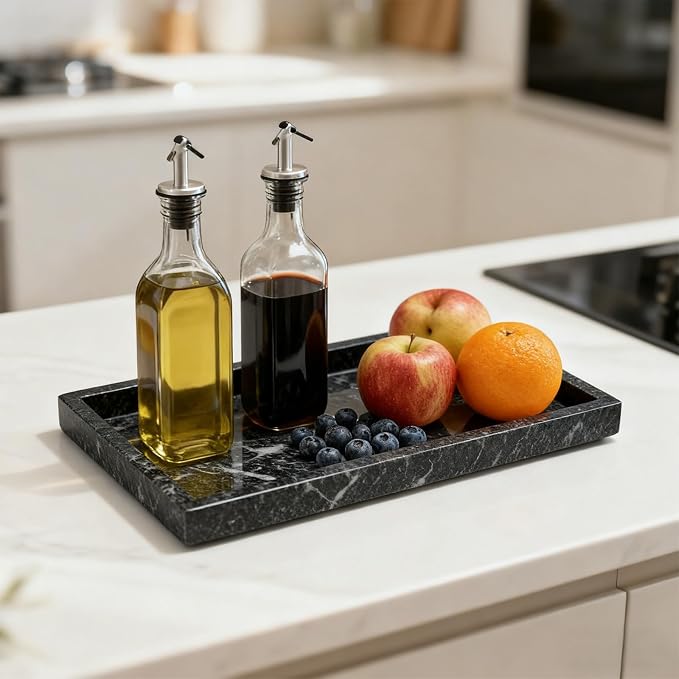 Pure Natural Marble Tray for Bathroom, Sink. Cosmetics, toiletries, etc. can be - Image 7