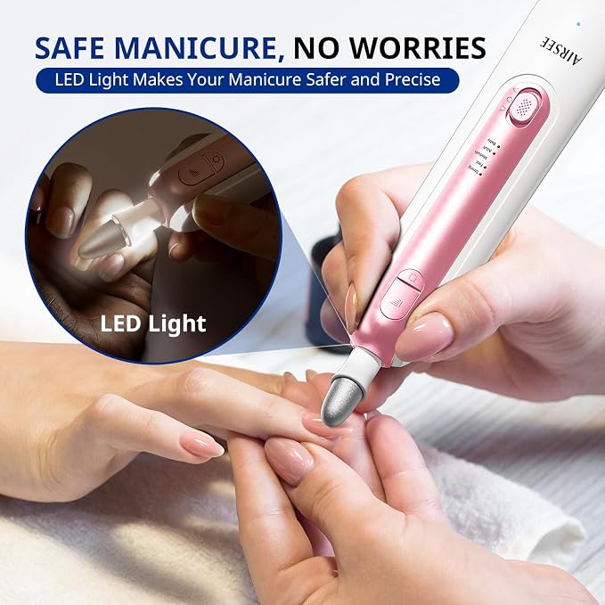 AIRSEE Professional Manicure Pedicure Kit, Cordless 6 in 1 Electric Nail File - Image 5